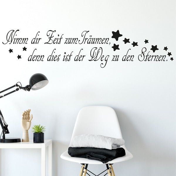 Wandtattoo Spruch – Nimm dir Zeit zum Träumen, denn dies ist der Weg zu den Sternen | Inspirierender Wandaufkleber für dein Zuhause - Sunnywall - Individualität trifft Design