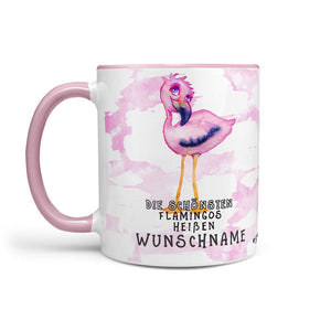 Tasse - Die schönsten Flamingos heißen - Wunschname Kaffeetasse - Sunnywall - Individualität trifft Design