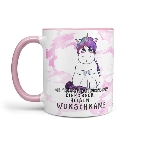 Tasse - Die hübschestesten Einhörner heißen - Wunschname Kaffeetasse - Sunnywall - Individualität trifft Design
