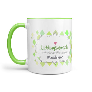 Tasse Wunschname Lieblingsmensch grün - Sunnywall - Individualität trifft Design
