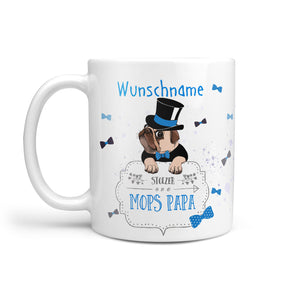 Tasse Wunschname Mops Papa Kaffeebecher - Sunnywall - Individualität trifft Design