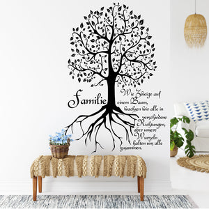Wandtattoo Baum mit Spruch - Familie - Wie Zweige auf einem Baum wachsen wir - Wurzeln - Sunnywall - Individualität trifft Design