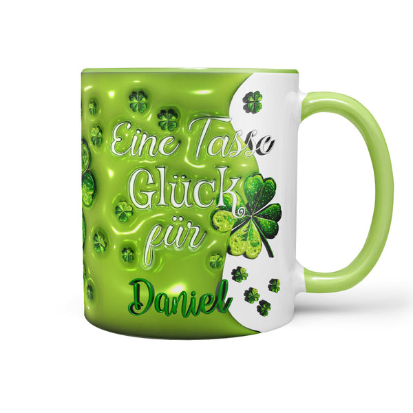 Tasse - Eine Tasse Glück für - Wunschname  - Kaffeetasse - Klee - Sunnywall - Individualität trifft Design
