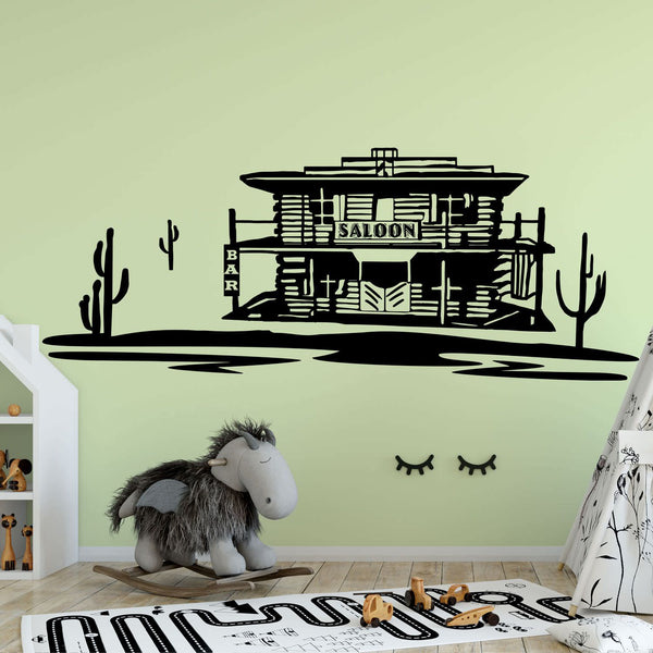 Wandtattoo Western Saloon Kaktus Landschaft Stadt | Cowboy Kinderzimmer - Sunnywall - Individualität trifft Design