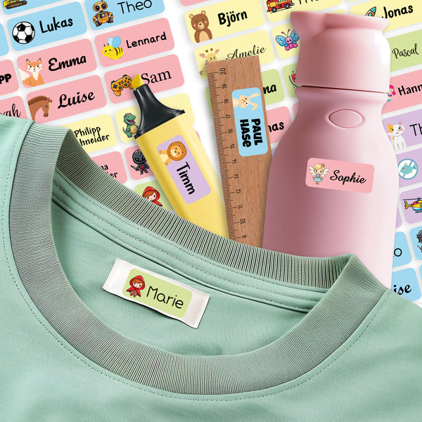 Namensaufkleber Kleidung Gegenstände waschmaschinenfest & personalisiert  - 30x13 mm 80 Stück