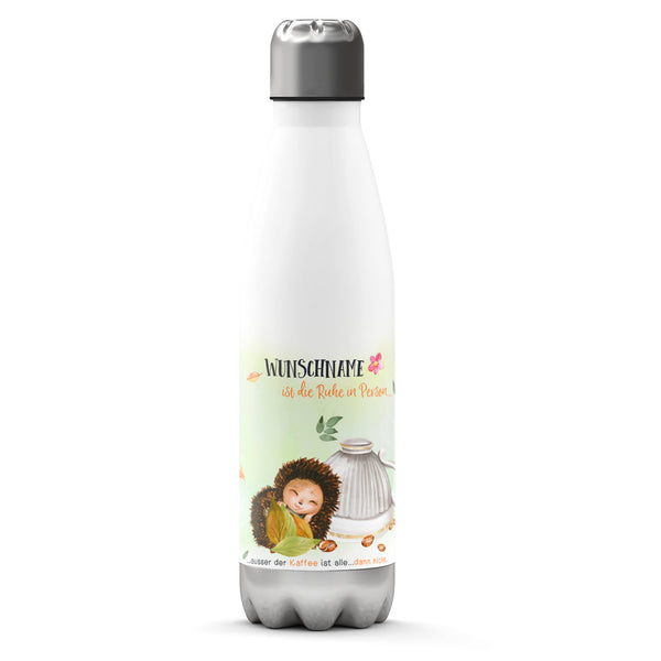 Thermosflasche 500 ml – Igel & Kaffee | Die Ruhe in Person mit Wunschname - Sunnywall - Individualität trifft Design