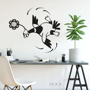 Wandtattoo Fliegende Ente mit Blume – Verspielter Wandaufkleber für das Jugendzimmer - Sunnywall - Individualität trifft Design