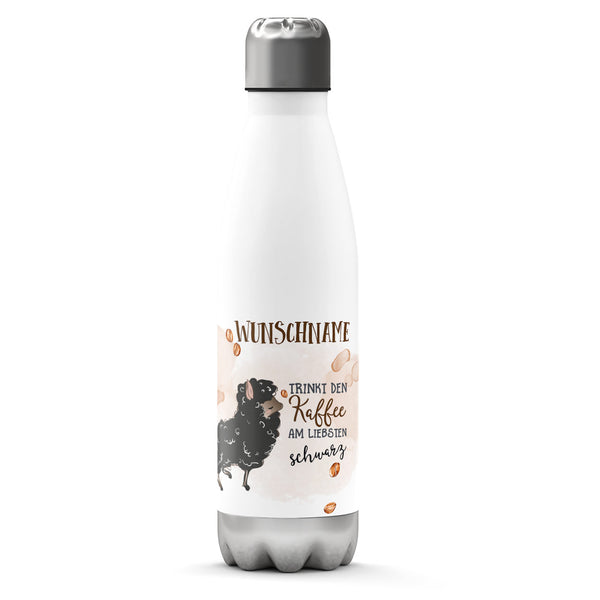 Thermosflasche 500 ml – Schwarzes Schaf & Kaffee mit Wunschname - Sunnywall - Individualität trifft Design