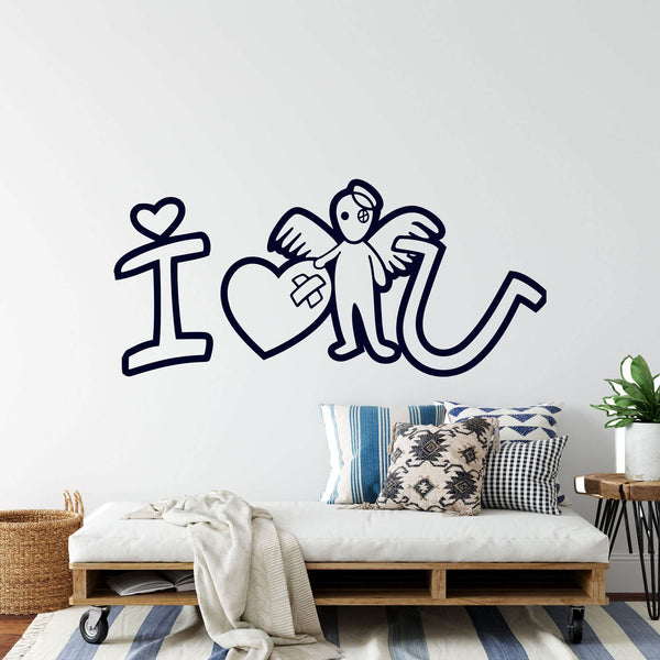 Wandtattoo I Love You – Graffiti-Stil Wandaufkleber für eine moderne Wanddekoration Jugendzimmer - Sunnywall - Individualität trifft Design