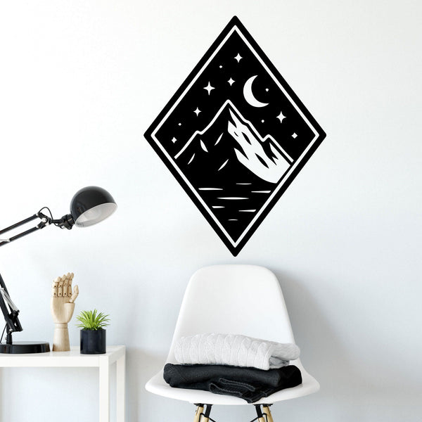 Wandtattoo Berg Mond – Natur Deko mit Sternen für dein Zuhause