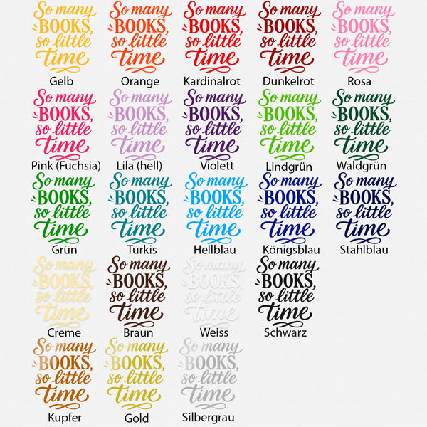 Wandtattoo Spruch Bücher Englisch – „So many books, so little time“