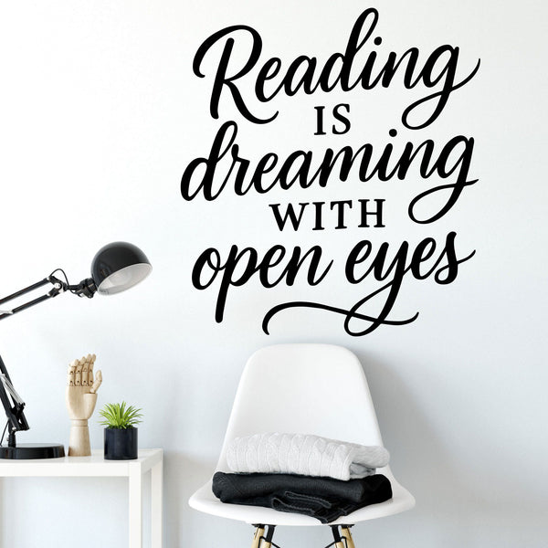Wandtattoo Spruch Bücher Englisch – „Reading is dreaming with open eyes“