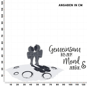 Astronaut Liebespaar auf dem Mond - Weltraum Wandtattoo Kollektion - Wandaufkleber Sunnywall