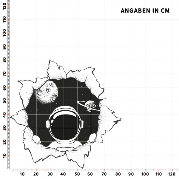 Astronaut Wanddurchbruch - Weltraum Wandtattoo Kollektion - Wandaufkleber Sunnywall