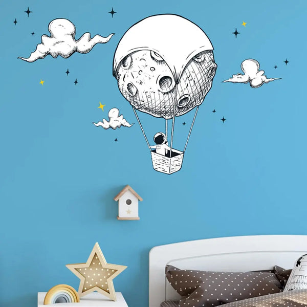 Astronaut im Heißluftballon - Weltraum Wandtattoo Kollektion - Wandaufkleber Sunnywall