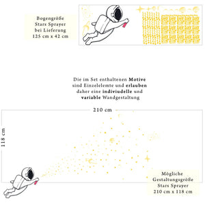 Astronaut mit Spraydose Sternenzauber - Weltraum Wandtattoo Kollektion - Wandaufkleber Sunnywall