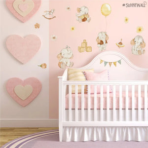 Baby Elefanten - Wandtattoo Kinderzimmer Baby Wandaufkleber - 3 x A4 Set Sunnywall