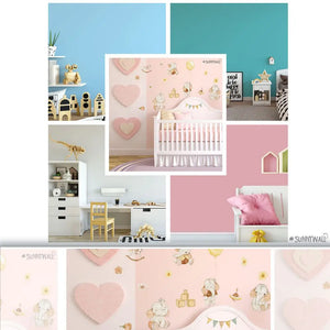 Baby Elefanten - Wandtattoo Kinderzimmer Baby Wandaufkleber - 3 x A4 Set Sunnywall