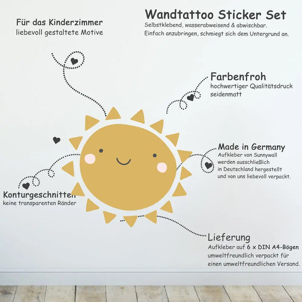 Baby Illustrationen - Wandtattoo Kinderzimmer Baby Wandaufkleber Sunnywall