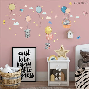 Ballon Koala - Wandtattoo Kinderzimmer Baby Wandaufkleber - 3 x A4 Set Sunnywall