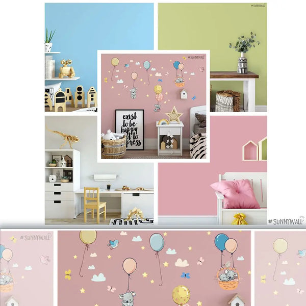 Ballon Koala - Wandtattoo Kinderzimmer Baby Wandaufkleber - 3 x A4 Set Sunnywall