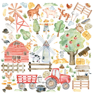 Bauernhof Wandtattoo XXL Set | Kinderzimmer Aufkleber bunt Wanddeko Sunnywall