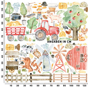 Bauernhof Wandtattoo XXL Set | Kinderzimmer Aufkleber bunt Wanddeko Sunnywall