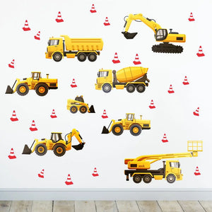 Baufahrzeuge - Wandtattoo Kinderzimmer Baby Wandaufkleber Sunnywall