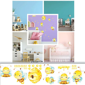 Bienen Honig - Wandtattoo Kinderzimmer Baby Wandaufkleber - 6 x A4 Set Sunnywall