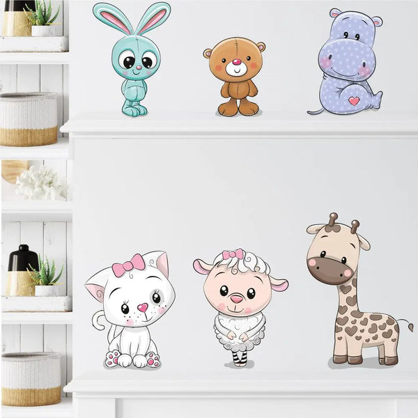 Cartoon Animals Set 1  - Hase, Katze,Schaf & Co. -  Wandtattoo Kinderzimmer Baby Wandaufkleber Sunnywall