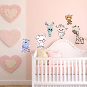 Cartoon Animals Set 1  - Hase, Katze,Schaf & Co. -  Wandtattoo Kinderzimmer Baby Wandaufkleber Sunnywall