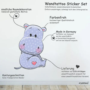 Cartoon Animals Set 1  - Hase, Katze,Schaf & Co. -  Wandtattoo Kinderzimmer Baby Wandaufkleber Sunnywall