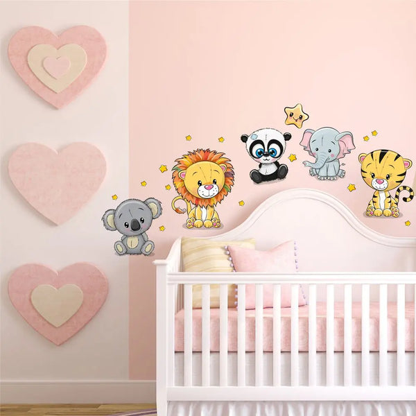 Cartoon Animals Set 2  - Koala, Panda, Tiger & Co.  Wandtattoo Kinderzimmer Baby Wandaufkleber Sunnywall