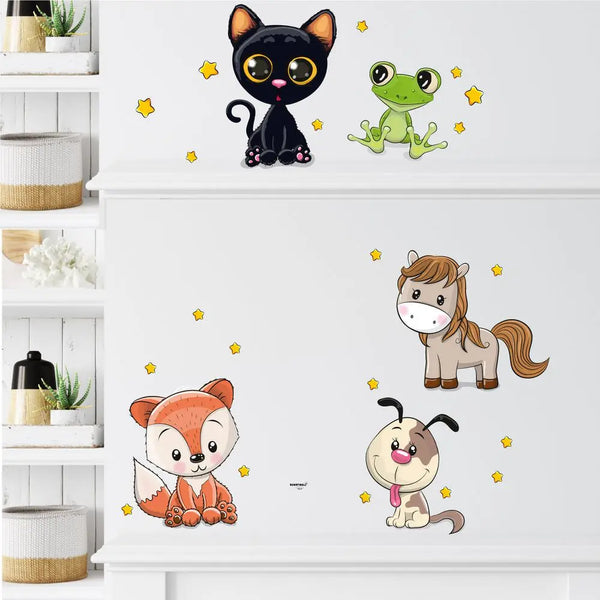 Cartoon Animals Set 3  - Hund, Katze, Fuchs & Co.  Wandtattoo Kinderzimmer Baby Wandaufkleber Sunnywall