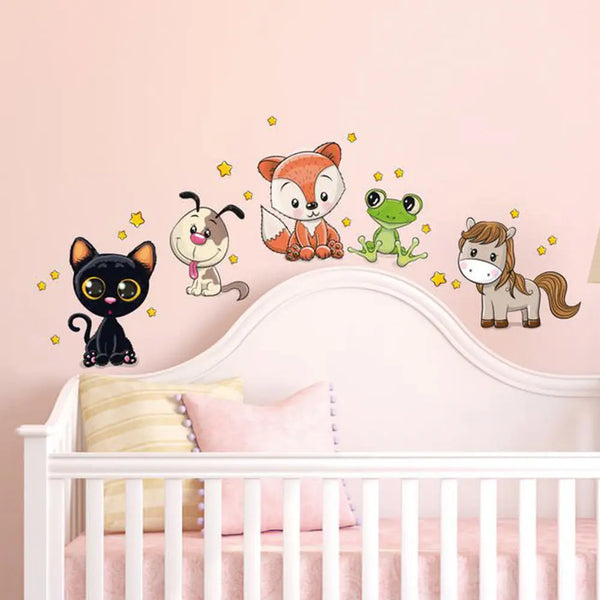 Cartoon Animals Set 3  - Hund, Katze, Fuchs & Co.  Wandtattoo Kinderzimmer Baby Wandaufkleber Sunnywall
