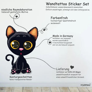 Cartoon Animals Set 3  - Hund, Katze, Fuchs & Co.  Wandtattoo Kinderzimmer Baby Wandaufkleber Sunnywall