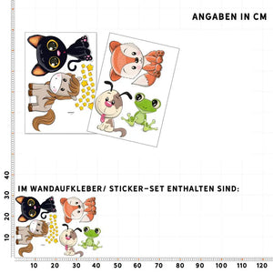 Cartoon Animals Set 3  - Hund, Katze, Fuchs & Co.  Wandtattoo Kinderzimmer Baby Wandaufkleber Sunnywall
