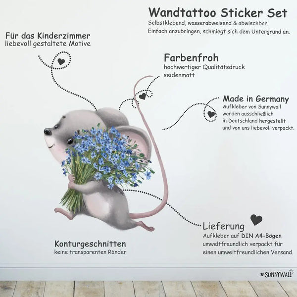 Chilly Maus Haus - Wandtattoo Kinderzimmer Küche Wandaufkleber Sunnywall