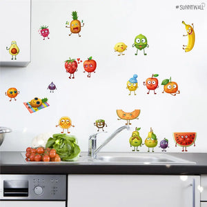 Comic Fruits - Wandtattoo Kinderzimmer Küche Wandaufkleber Sunnywall