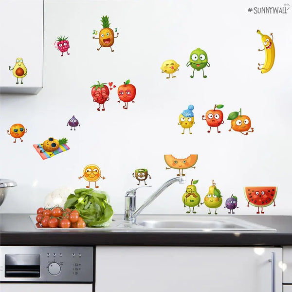 Comic Fruits - Wandtattoo Kinderzimmer Küche Wandaufkleber Sunnywall