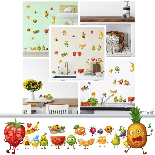 Comic Fruits - Wandtattoo Kinderzimmer Küche Wandaufkleber Sunnywall