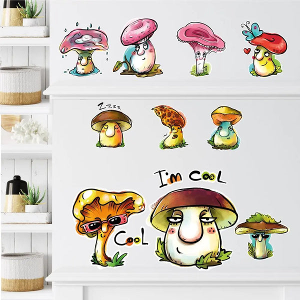 Cool Mushrooms Pilze - Wandtattoo Jugendzimmer Wandaufkleber Sunnywall