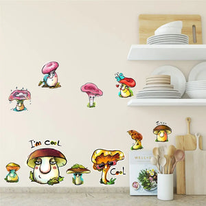 Cool Mushrooms Pilze - Wandtattoo Jugendzimmer Wandaufkleber Sunnywall