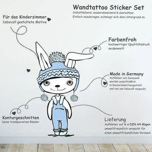 Cool Rabbit Hasen - Wandtattoo Kinderzimmer Baby Wandaufkleber Sunnywall