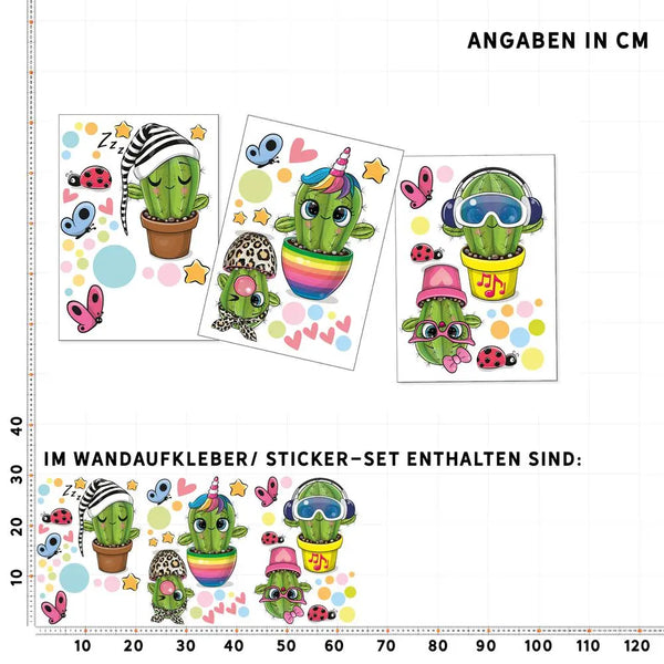 Cute Kaktus - Wandtattoo Kinderzimmer Baby Wandaufkleber Sunnywall