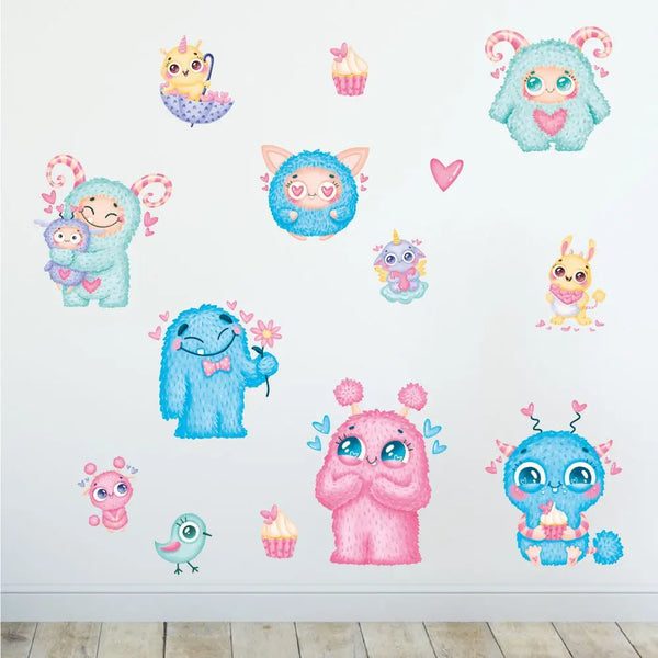 Cute Monster - Wandtattoo Kinderzimmer Baby Wandaufkleber Sunnywall