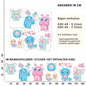 Cute Monster - Wandtattoo Kinderzimmer Baby Wandaufkleber Sunnywall