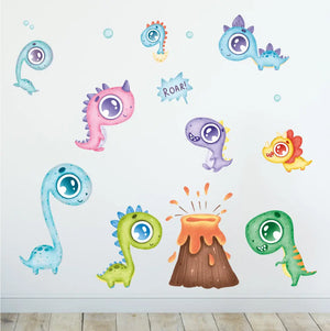Dinosaurier Kids - Wandtattoo Kinderzimmer Baby Wandaufkleber Sunnywall