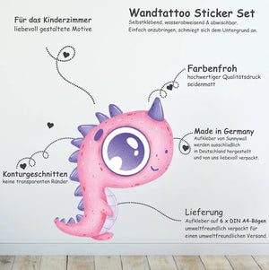 Dinosaurier Kids - Wandtattoo Kinderzimmer Baby Wandaufkleber Sunnywall