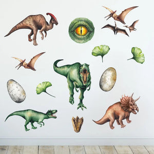 Dinosaurier Real - Wandtattoo Kinderzimmer Baby Wandaufkleber - 6 x A4 Set Sunnywall